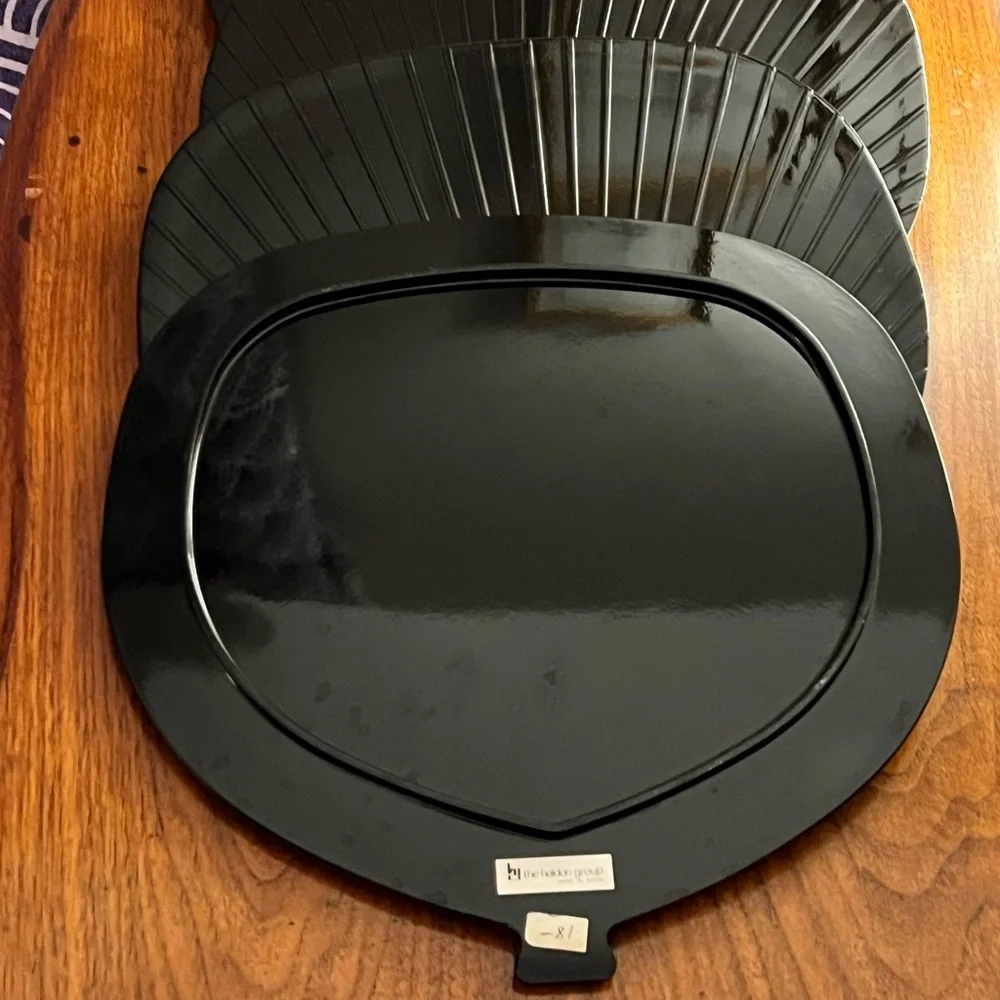 Black lacquerware sushi serving platter plate The Haldon Group from Japan set 5